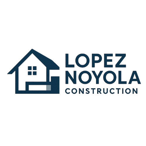 Lopez Noyola Construction logo with stylized house icon